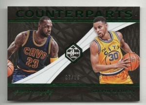 LEBRON JAMES STEPHEN CURRY 2016-17 PANINI LIMITED COUNTERPARTS EMERALD #/15 7/15