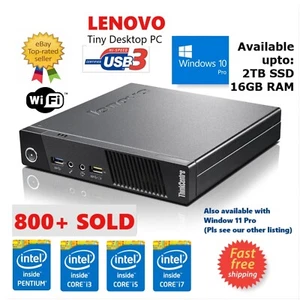 Lenovo i7 2TB HDD SSD 16GB RAM M93 M73 UltraSmall Tiny PC Win10 WiFi Desktop*VAT - Picture 1 of 7