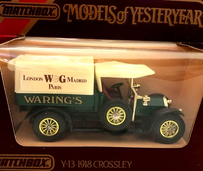 Matchbox Models of Yesteryear 1918 Crossley London W&G Waring’s Paris Truck Vtg - Image 1 of 4