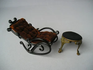 Miniatur Set Alter Schaukelstuhl + Tisch Puppenhaus Möbel Erhard & Söhne ? - Bild 1 von 11