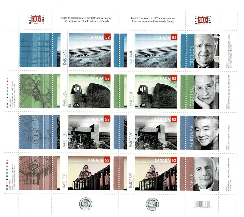 Canada Stamps Souvenir Sheet of 8,Royal Architectural Institute, #2218a MNH - Image 1 of 1