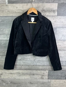 Chaqueta Blazer Anthropologie Maeve Talla Pequeña Negra Terciopelo Recortado Esmoquin Fiesta - Imagen 1 de 11