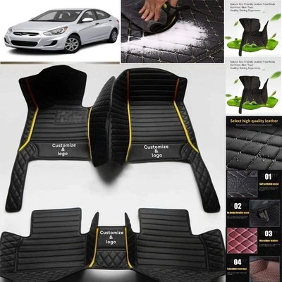 For Hyundai Accent Car Floor Mats Carpet Waterproof Luxury Custom Foto 1 de 4
