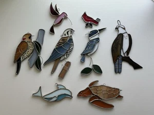 6 Vögel Sonnenfänger Handarbeit Buntglas hängend - Bild 1 von 19