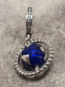 Pandora Spinning Globe Dangle Charm Used - Picture 1 of 4