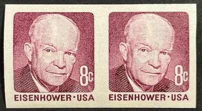 United States, #1402a, Dwight Eisenhower, Imperforate Coil Pair, MNH, Very Fine - Image 1 of 2