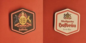 Stuttgarter Hofbräu 6eckig schwarz rote Umrandung Brauerei Bierdeckel Bier - Bild 1 von 1
