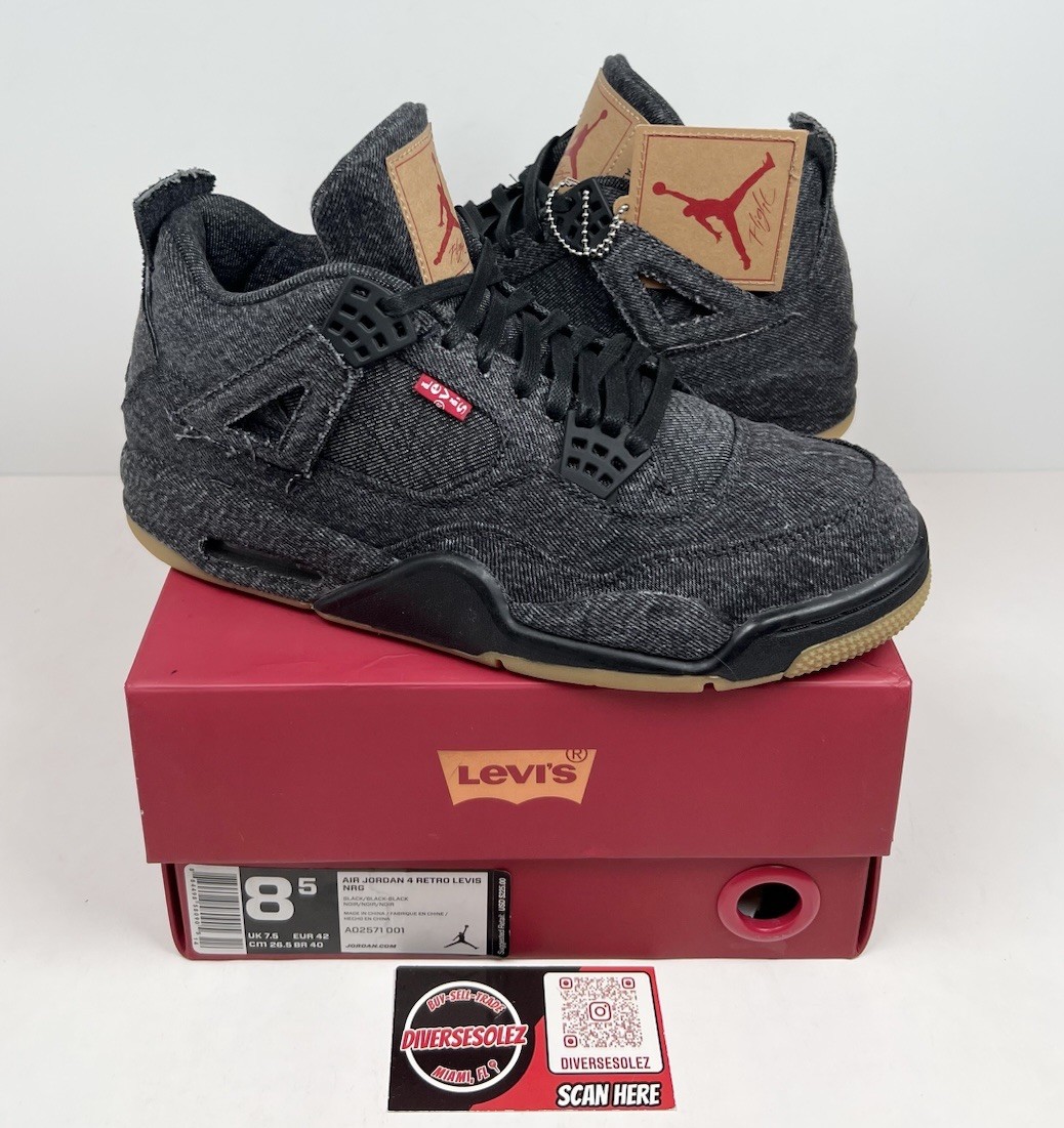 Levi's x Air Jordan 4 Retro Black Denim for Sale Levi's x Air Jordan 4 Retro Black Denim for Sale