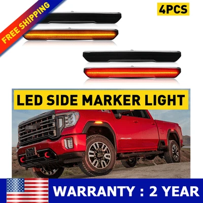 Smoke/Clear Lens Side LED Marker Fender Lights for GMC 2020+ Sierra 2500 3500 HD - Image 1 of 4