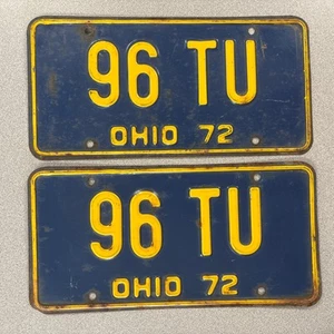 Par de matrículas de Ohio 1972 # 96 TU - Imagen 1 de 2
