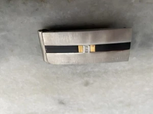 Money Clip/Credit Card Clip-Stainless Steel Titanium 18k Gold With 2 Diamonds - Picture 1 of 3