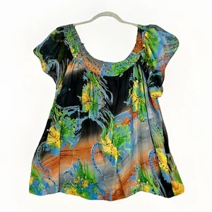 Camicetta Signature Studio 3x floreale manica svolazzante contadino boho fata gotica top - Foto 1 di 8