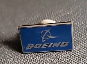 Boeing Aerospace Company Logo Tie Tack Lapel Pin Blue & Silver Colored Aircraft - Picture 1 of 2