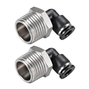 2X 6mm Tube OD X 1/2 NPT Push To Connect Tube Fitting Male Elbow Thread - Picture 1 of 3