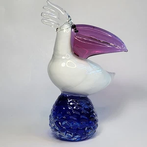 Vintage Murano Style Blown Art Glass Pelican Figurine Paperweight Book End - Picture 1 of 10
