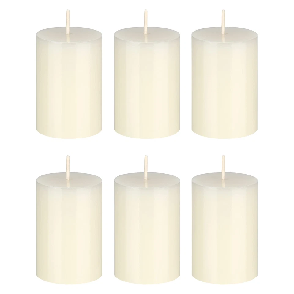 Mega Candles - Unscented 2"" Hand Poured RND Premium Pillar Candle Ivory 6PCS
