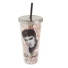 Spoontiques Elvis Glitter Filled Acrylic Tumbler Glitter Cup with Straw 20oz NEW