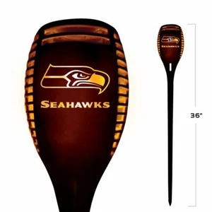 ANTORCHA SOLAR LED SEATTLE SEAHAWKS 36" DE ALTO LLAMA ÁMBAR PARPADEANTE NFL EXTERIOR - Imagen 1 de 5
