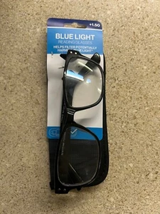 Blue Light Reading Glasses +1.50 w/ Case NWT - Picture 1 of 1
