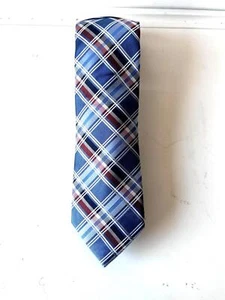New Michael Kors Men's Neck Tie Gray Blue Plaids Formal ONE SIZE - Picture 1 of 6