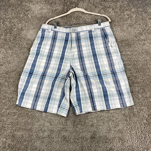 Paradise Collection Chino Shorts Men's Size 34 Beige Plaid Flat Front Cotton - Picture 1 of 9