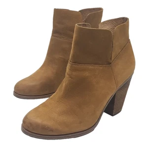 Vince Camuto Ankle Boots Brown Suede Size 10 High 3.5" Wooden Heel Bootie - Picture 1 of 17