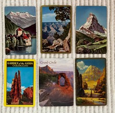6 Vintage Playing Cards ~ Scenery ~ Castle/Cabins/Mtns ~GRAND CIRCLE/GARDEN GODS