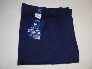 HUNT CLUB PLEATED FRONT COTTON KHAKIS BOYS SZ 20 SLIM -NAVY- NWT - Picture 1 of 3