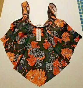 Nuevo con etiquetas Traje de Baño MarinaVida Top Talla L Negro Naranja Floral - Imagen 1 de 2