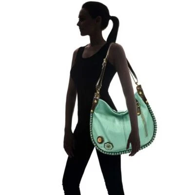 Chala CONVERTIBLE Hobo Large Tote Bag SLIM CAT Vegan Leather Teal Green - Image 1 of 4
