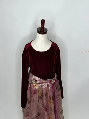 Rare Editions Girls Size 14 Red Velvet With floral Skirt  Beautiful Has A Flaw - Image 1 of 4
