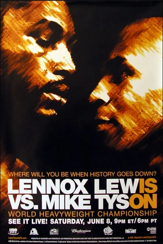 Original Vintage Iron Mike Tyson vs. Lennox Lewis Boxing Fight Poster Cover