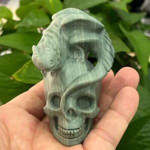 3 Zoll natürlicher Lushan Jade Quarz handgeschnitzt Drachenschädel Kristall Heilung 1 Stck. - Bild 1 von 13