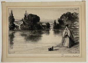 Sir Seymour Hadan "The Town Path" Original Signed 1864 Etching - Picture 1 of 1