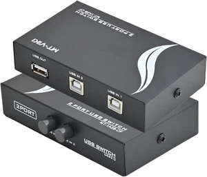 2 Port USB 2.0 Sharing Manual Switch Box Hub 2 PCS Share 1 USB Device for Printe - Picture 1 of 12