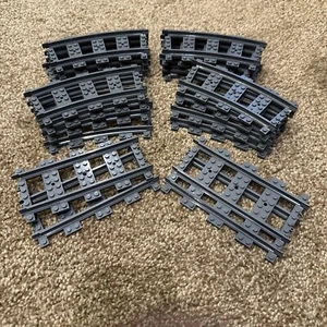 Lego City Train RC Train Track Parts Lot 16 Curved 4 Straight Dark Bluish Gray - Picture 1 of 4