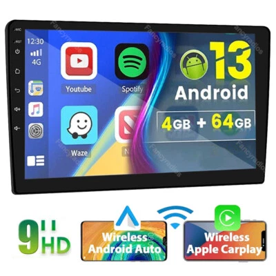 9'' Android 13.0 64GB Touch Screen Car Stereo Radio GPS Wifi Double 2 DIN Player - Image 1 of 4