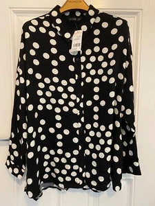 new with tags womens shirt blouse black white size 16 - Picture 1 of 9