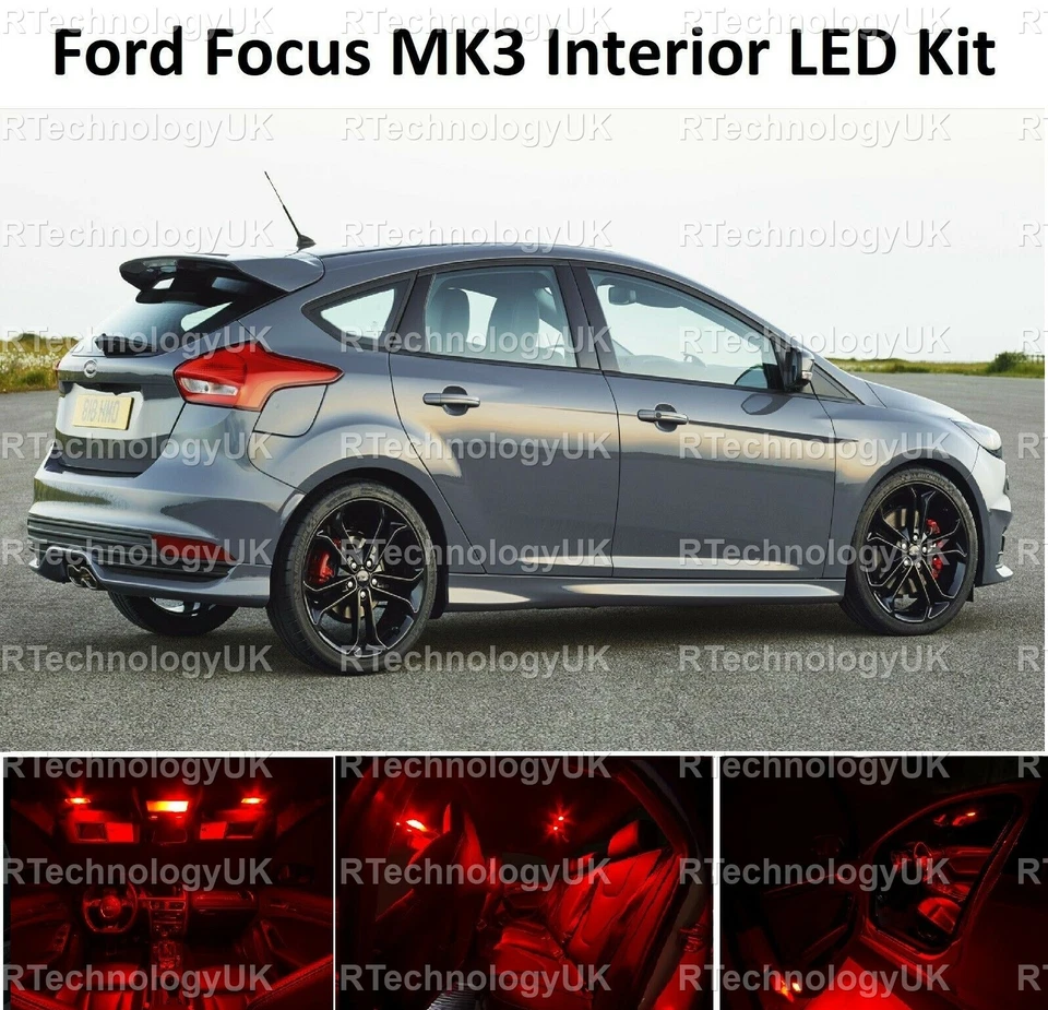 RED PREMIUM FORD FOCUS MK3 INTERIOR LED UPGRADE KIT SET XENON BULB LIGHTS - Image 1 of 1