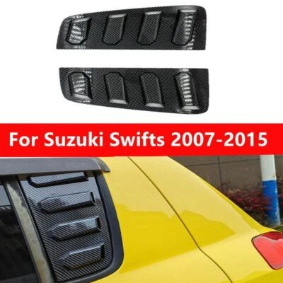 2Pcs Carbon Fiber Window Louvers Air Vent Hood Scoop For Suzuki Swift 2007-2015 - Image 1 of 4