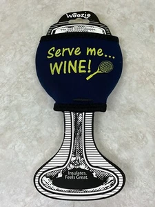 Woozie Wine Glass Coozie Tennis Serve Me Koozie Drawstring New Insulates - Picture 1 of 2