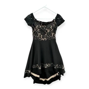 NWT City Studio Dress Womens Small Black High Low Off Shoulder Lace Mesh - Picture 1 of 10