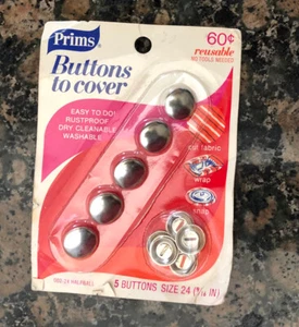 Vintage 1976 Prims Botones para cubrir 5 Botones talla 24 9/16" 002-24 Halfball - Imagen 1 de 4