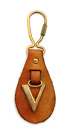 Vintage Alphabet Letter "V" Leather FOB Keyring Keychain