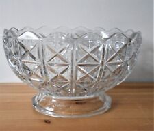 Beautiful Large & Heavy Vintage Clear  Depression Cut Glass Fruit Bowl - VGC