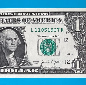 November 5, 1937 / 11 May 1937 (L 11051937 K) BIRTHDAY $1 One Dollar Bill *UNC* - Picture 1 of 4
