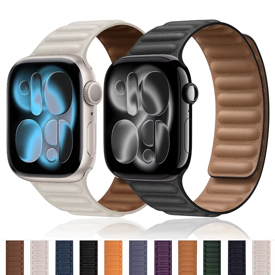 Cinturino in Pelle magentico Apple Watch 49Mm 46Mm 42Mm 41Mm 44Mm Bracciale a M