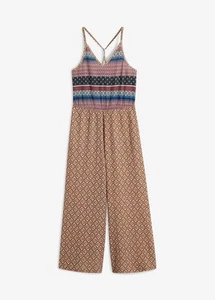 Jumpsuit Gr 44/46 Schwarz Hellindigo Bronze Bedruckt Damen-Overall Ärmellos Neu* - Bild 1 von 1