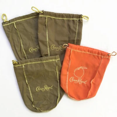 4 - Crown Royal Vanilla & Peach Bags 9" 750ml Medium Size Tan Brown Craft Pouch — 第 1/4 张图片