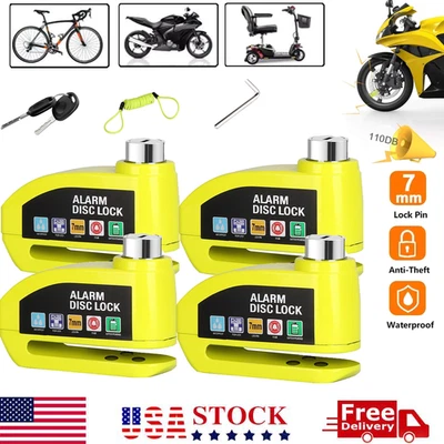 1-4 Bloqueo de Freno de Disco Motocicleta Alarma Sonido Antirrobo Bicicleta Motocicleta Bloqueo de Rueda Foto 1 de 4
